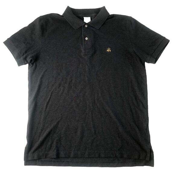 Brooks Brothers Mens Gray Golden Sheep Logo Polo Shirt Slim Fit Tag Size Large - Picture 2 of 15